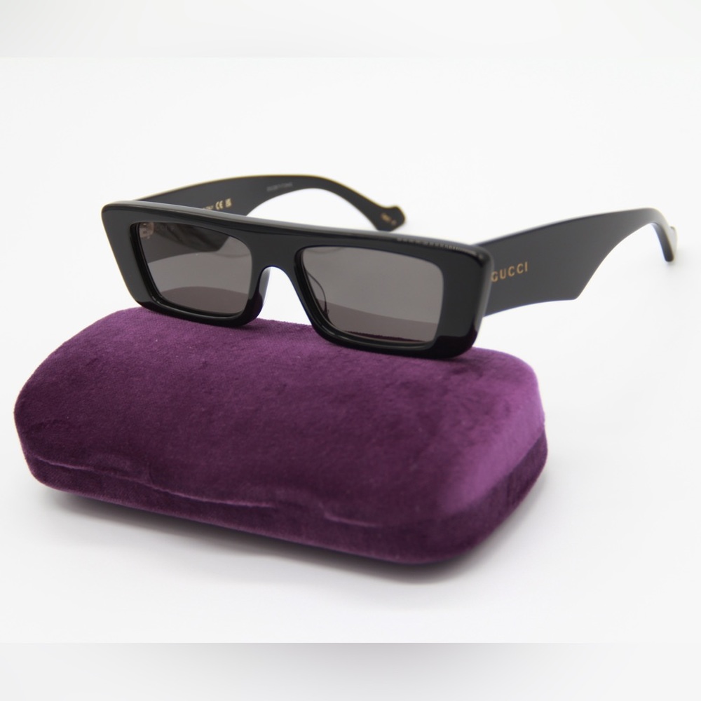 NEW GUCCI GG1331S 002 BLACK UNISEX RECTANGULAR SUNGLASSES GUCCI - Picture 1 of 14